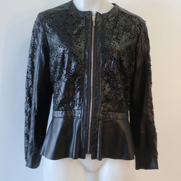 Womens Insight Black Faux Leather Cut Out Details Jacket 12 - Picture 6 of 9